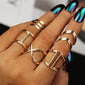 5 Pcs/ Set Classic Gold Colour V Chevron Rings