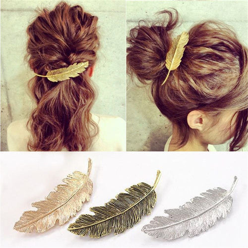 Metal Leaf Hair Clip Girls Vintage Hairpin Princess