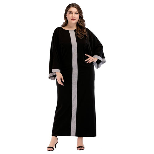 Women Muslim Long Dress Black Abaya Gray Striped Vintage Islamic Clothing Dubai Abayas Moroccan Kaftan Loose Maxi Dresses