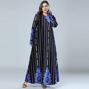 2018 Muslim Abaya Winter Women Long Sleeve Maxi Dress Elegant UAE Dubai Arabic Kaftan Islamic Robe Gowns Blackish green M - 4XL